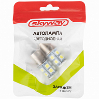 Автолампа диод S25 (P21W) 24V 13 SMD диодов BA15s 1-конт Белая SKYWAY противотуман,стопы комп-т 2 шт